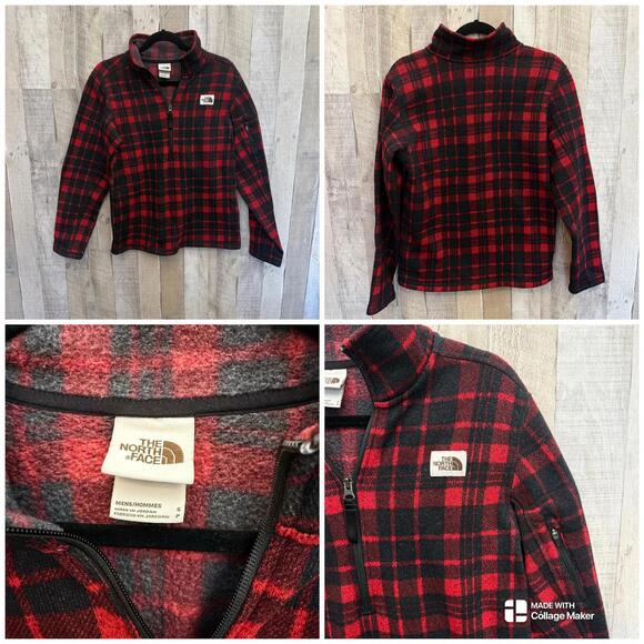 *The North Face Gordon Lyons 1/4 Zip Plaid Fleece Pullover Size S Causal Fall - Picture 2 of 7